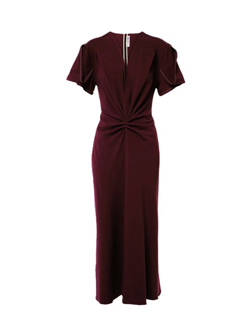 V neck Bella Midi Dress Victoria Beckham in Merlot Victoria Beckham | 1425WDR005195B2757 MERLOT